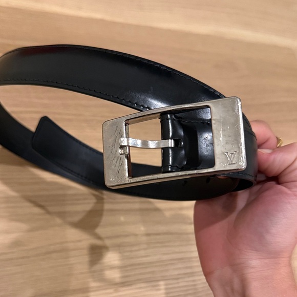 Louis Vuitton Other - Louis Vuitton Black Leather Belt with Silver-Tone LV Buckle